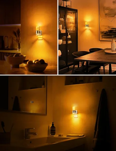 Vista 48 de L LOHAS LED Luz nocturna, paquete de 2 luces nocturnas de burbujas de 3000 K enchufables a la pared, luces nocturnas acrílicas con sensor de luz