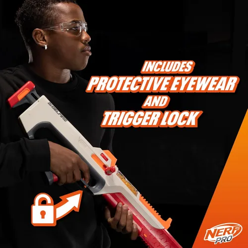 Vista 6 de Pistola Nerf Pro Gelfire Ghost de acción de proyectiles, cañón de impulso extraíble, 5000 rondas de gel, tolva integrada de 100 rondas, gafas