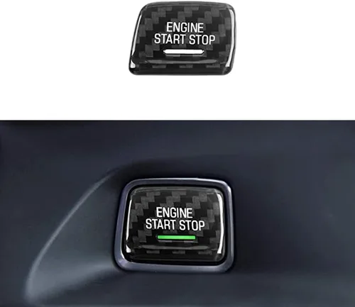 Vista 5 de MICROCK Cubierta del botón de arranque y parada del motor para Chevy C7 Corvette 2014-2019, para Chevrolet Camaro 2016-2024, fibra de carbono real