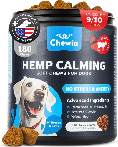 Vista 16 de Masticables calmantes para el alivio de la ansiedad de los perros, masticables suaves para perros, melatonina, extracto de manzanilla, raíz