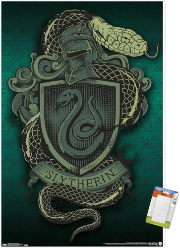 Vista 12 de Trends International The Wizarding World: Harry Potter - Póster de pared con escudo de serpiente Slytherin, 14.725 x 22.375 pulgadas, versión