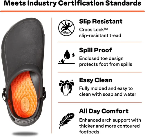 Vista 2 de Crocs Zuecos Bistro Pro Literide para hombre y mujer Zapatos de trabajo antideslizantes