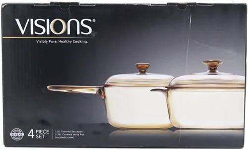 Vista 7 de Visions Cacerola cubierta de 1.5L y olla de cocina Versa cubierta de 2.25L (sin cubierta de plástico)