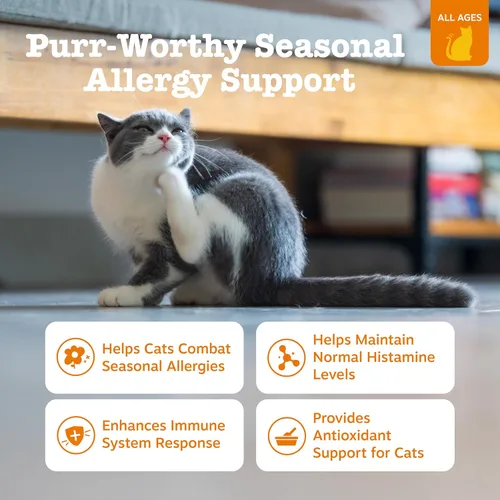 Vista 2 de Zesty Paws Alivio de Alergias para Gatos - Suplemento Antipicazón - Omega 3 Probióticos - Aceite de Salmón para la Salud Digestiva - Masticables