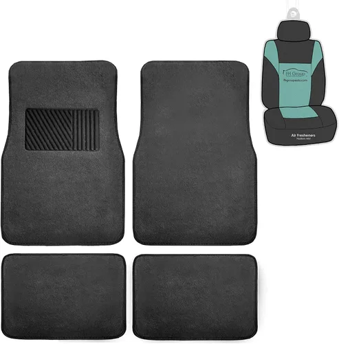 Vista 11 de FH Group Alfombrillas de coche – Ajuste universal combo de funda de asiento de coche pequeño, alfombrillas de piso beige protector de alfombra