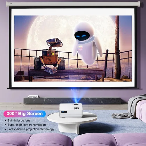 Vista 4 de Proyector Native 1080P con WiFi y Bluetooth, proyector de película Full HD de 15000 lúmenes, incluye pantalla y bolsa de transporte, proyectores 4K