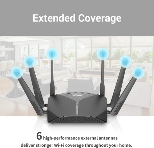Vista 2 de D-Link Router WiFi AC3000 EasyMesh Smart Internet Network compatible con Alexa y Google Assistant, MU-MIMO Tri Band Gigabit Gaming Mesh (DIR-3040-US)