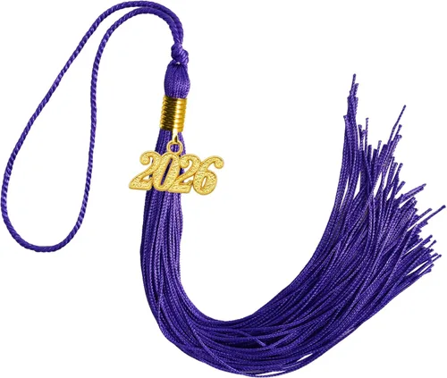 Vista 33 de GraduationMall Borla de graduación de un solo y varios colores con dije del año 2025 de 9 pulgadas