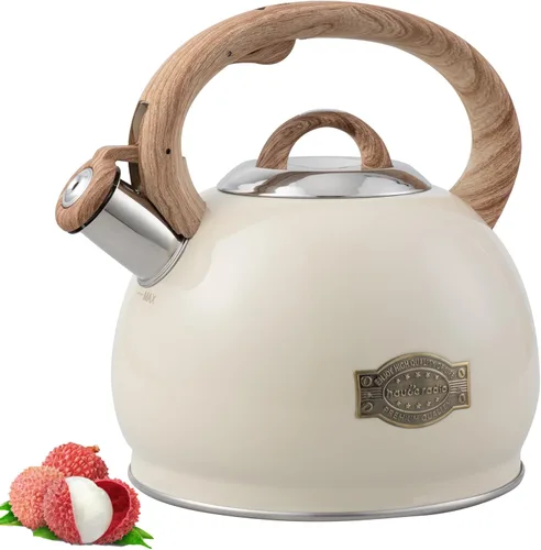 Vista 9 de Hervidor de té para estufa, 2.7 cuartos de galón con silbato fuerte para estufa, teteras de acero inoxidable de grado alimenticio para estufa