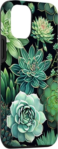 Vista 3 de Funda para iPhone 14 Pro Succulent Plant Botanical con estampado floral verde y cactus