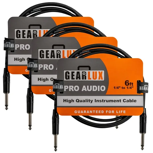 Vista 14 de Gearlux Cable de instrumento/cable de guitarra, 1/4 de pulgada, recto a recto, negro, 6 pies - paquete individual