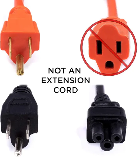 Vista 3 de Cable de alimentación de CA de 3 pies, color negro, de 3 clavijas, para portátiles, computadoras y fuentes de alimentación, cable de alimentación
