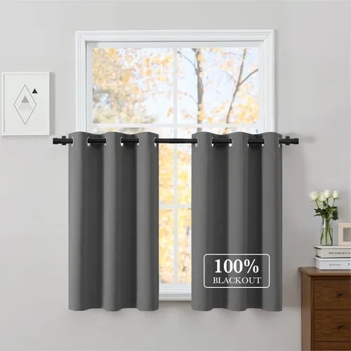 Vista 87 de NICETOWN Cortinas 100% Opacas Cortas de 36 Pulgadas de Largo para Dormitorio, Privacidad Aislamiento Térmico con Ojales Cortinas de Ventana