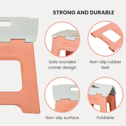 Vista 202 de Vigar Taburete compacto plegable, taburetes de 10-1/2 pulgadas para adultos de hasta 330 libras, taburete ligero, taburete plegable antideslizante