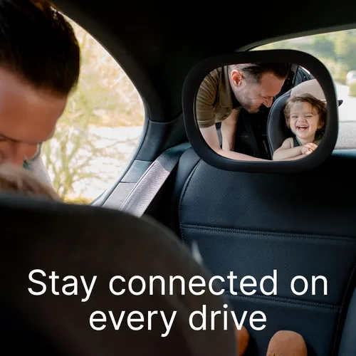 Vista 5 de Renzo Espejo de coche para bebé, espejo de asiento trasero para bebés, extra grande, resistente a roturas, ajustable en 360°, instalación sin
