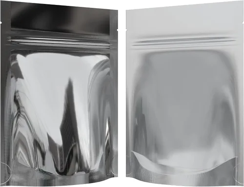Vista 14 de Bolsas de barrera estilo Mylar – Cremallera con sellado térmico – 100 bolsas (negro brillante/transparente, 0.04 oz - 3 x 4.5 pulgadas)