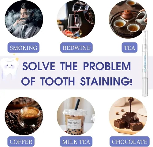 Vista 7 de Bolígrafo blanqueador de dientes, kit blanqueador de dientes, gel eficaz para eliminar manchas profesionalmente, portátil, sin dolor, paquete de 2