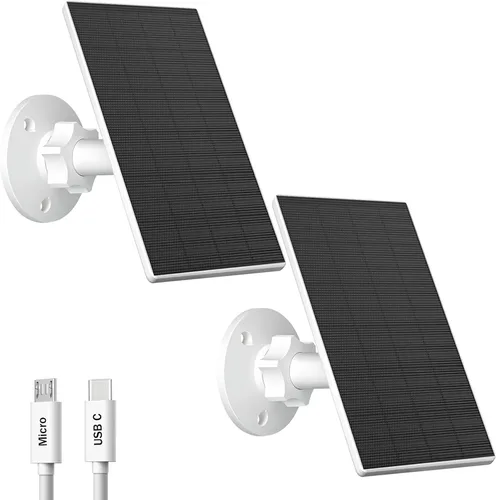 Vista 10 de Zivif Panel solar de 2 W para cámaras de seguridad, cargador solar con puerto micro USB y USB-C para cámara de seguridad de batería recargable