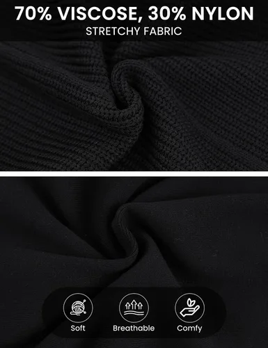 Vista 6 de Lentta Conjunto de suéter de punto de dos piezas para mujer, color liso, cintura alta, pantalones cortos
