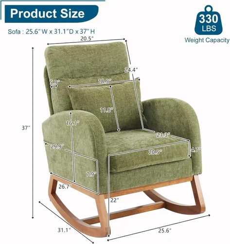 Vista 10 de VINGLI Teddy - Mecedora de forro polar para asiento bajo, silla tapizada para cuarto de bebé, con bolsillos laterales, sillón decorativo