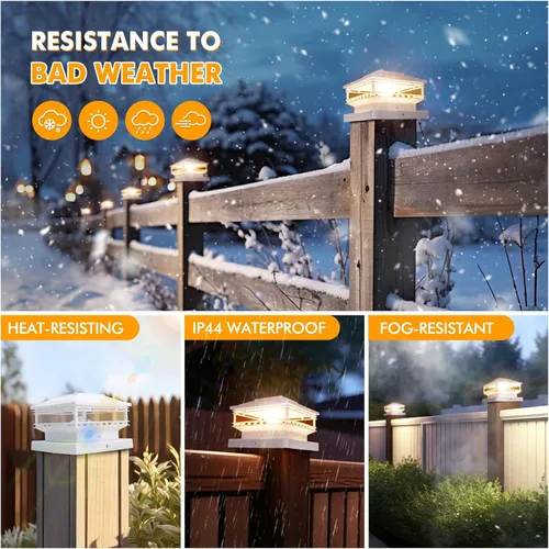 Vista 6 de TWINSLUXES Luces solares para tapa de poste, 25 lúmenes, impermeables, 2 modos de luz, se ajustan a postes de madera o vinilo de 3.5 x 3.54 x 45 x 5