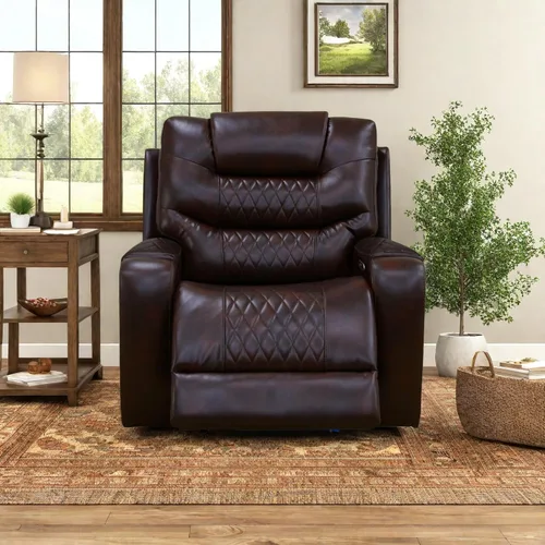 Vista 11 de Conjunto de muebles para sala de estar, juego de sofá reclinable con alimentación, sillones reclinables de cuero de aire con puertos USB Gris