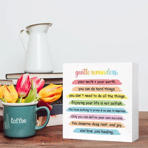 Vista 5 de Letrero inspirador con texto en inglés «Gentle Reminders You Can Do Hard Things» («You Can Do Hard Things» («You Can Do Hard Things»)