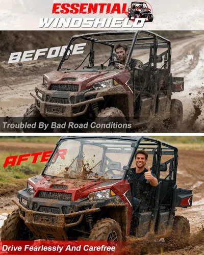 Vista 2 de StarknightMT Parabrisas Ranger XP 1000, Parabrisas frontal completo Ranger Compatible con Polaris Ranger XP 1000 2017-2026, Ranger Crew XP 1000