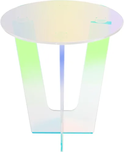 Vista 4 de TFCFL Mesa auxiliar acrílica, mesa auxiliar iridiscente, mesa auxiliar arcoíris, mesas de noche redondas, soportes de noche transparentes