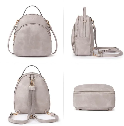 Vista 6 de Mochila pequeña para mujer, mochila de cuero, mochila de viaje, bolso de mano convertible, a la moda, mini bolso para libros