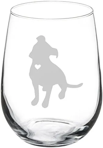 MIP Copa de vino Pitbull lindo con corazón (17 oz sin tallo)