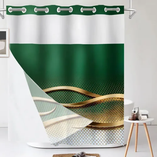 Vista 733 de Shrahala Father and Child Embracing No Hooks Shower Curtain with Snap in Liner Set, Tender Moment Captured Bathroom Décor Polyester Fiber Waterproof