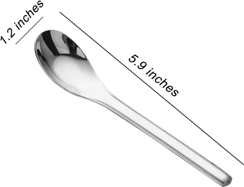 Vista 2 de Cucharas de sopa gruesas y pesadas, cucharadas de acero inoxidable, cuchara de plata china, cucharas asiáticas gruesas de mango largo, 5.9 pulgadas