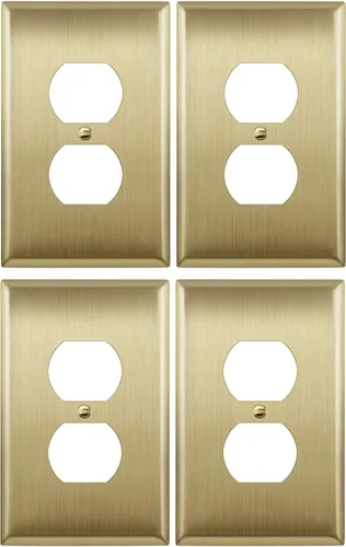 Vista 29 de LIDER Placa de pared de metal para receptáculo dúplex, cubierta de salida de acero inoxidable, resistente a la corrosión, tamaño mediano de 1