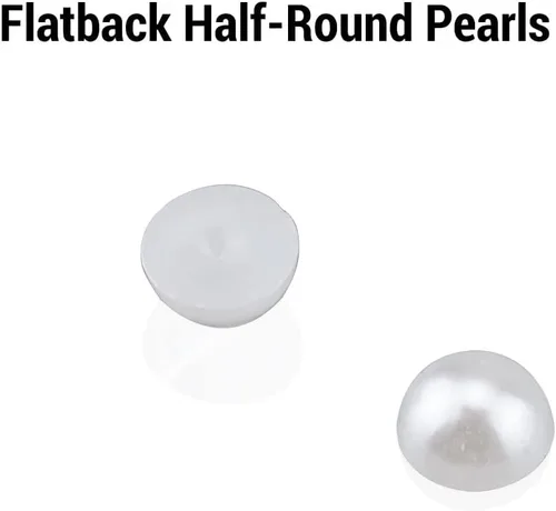 Vista 5 de 2000 piezas de perlas de 0.315 pulgadas para manualidades, perlas blancas de espalda plana, cabujón medio redondo, perlas de imitación de perlas