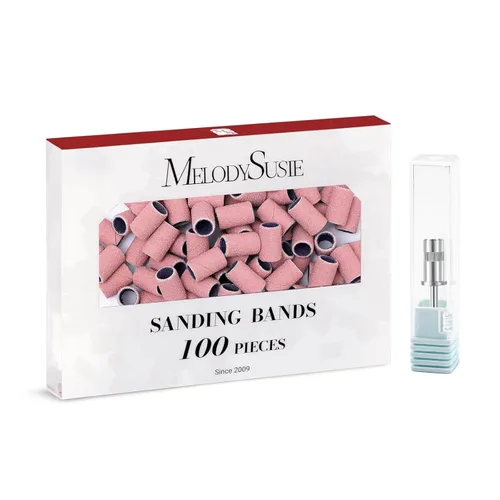 Vista 41 de MelodySusie - Broca de mandril de cristal para uñas, 3/32'' de fácil extracción, brocas para uña con bandas de lijado, adecuadas para uñas Rosa