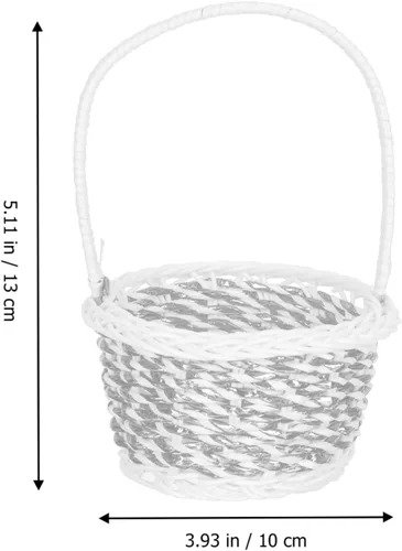 Vista 7 de DOITOOL 6 mini cestas de Pascua con asas, cestas de almacenamiento tejidas en miniatura, cesta de pícnic, contenedor pequeño para recuerdos
