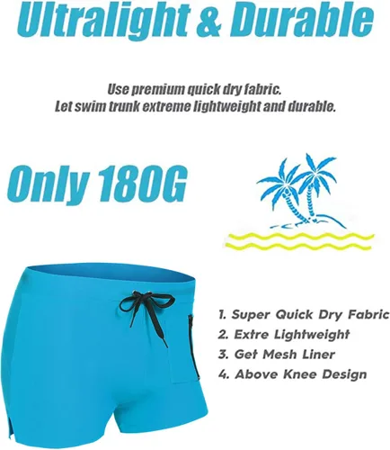 Vista 5 de Coofandy - Traje de baño para hombre con bolsillo con cierre de cremallera.