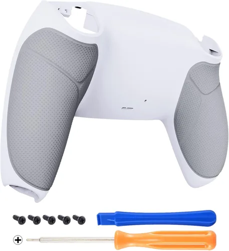 Vista 6 de eXtremeRate Black Performance Rubberized Grip Custom Back Plate Bottom Shell Compatible with ps5 Controller, Replacement Back Shell Cover Compatible