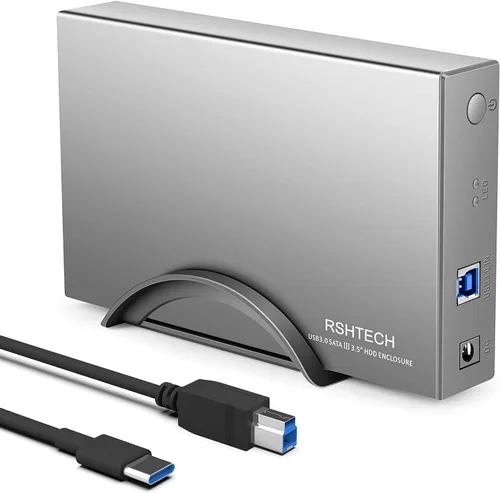 Vista 9 de Carcasa para disco duro RSHTECH USB 3.0 a SATA de aluminio para disco duro externo de 3.5 pulgadas HDD SSD hasta 16TB, soporte UASP (RSH-339)