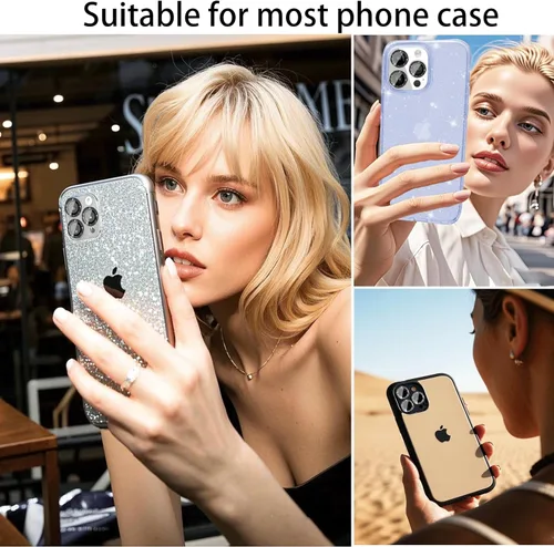 Vista 6 de Protector de lente de cámara compatible con iPhone 12, 12 Mini y iPhone 12 Pro (paquete de 3 + 1) – Brillantina brillante, funda de cámara