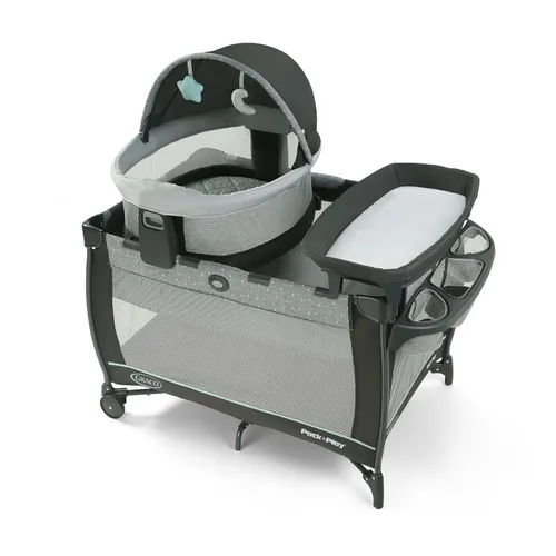 Graco - Corralito Pack n Play Travel Dome DLX, Astin, con moisés portátil y organizador de almacenamiento integrado