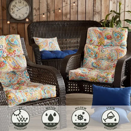 Vista 14 de Greendale Home Fashions Aloha - Cojín para silla de respaldo alto para exteriores de 44 x 22 pulgadas