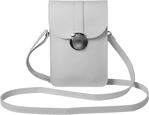 Bolsos cruzados para teléfono celular, monederos para pantalla táctil con ventana transparente para mujer (gris), Gris