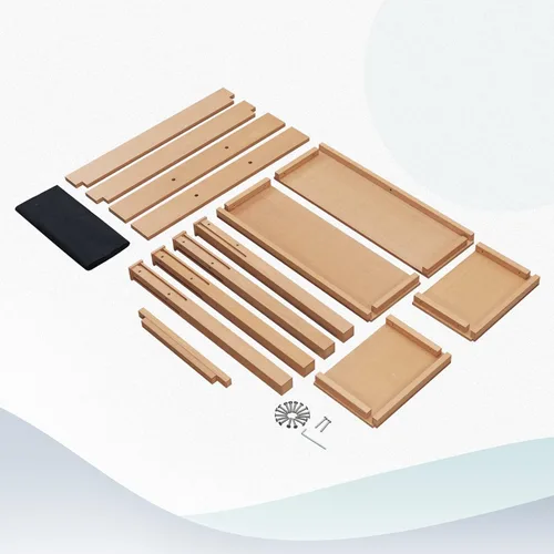 Vista 6 de Psilvam Cama de jardín elevada con patas, caja de maceta elevada de madera de polietileno, cama de jardín elevada al aire libre para patio trasero