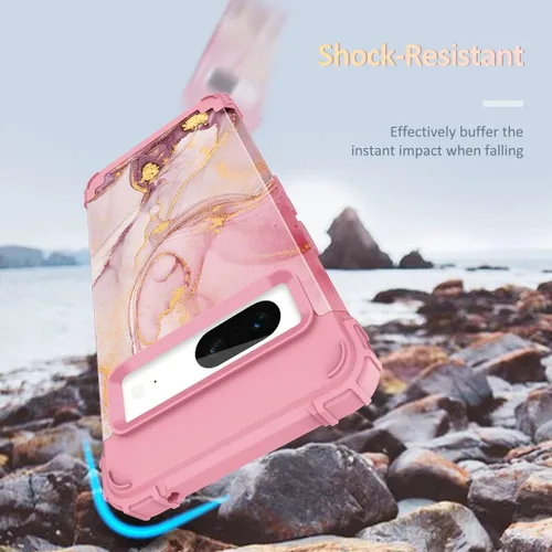 Vista 4 de Funda para Pixel 7, funda para Google Pixel 7, funda protectora de silicona rígida de policarbonato duro 3 en 1, resistente a prueba de golpes