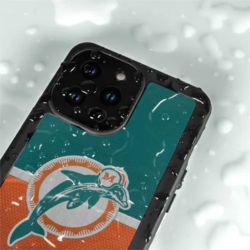 Vista 4 de Skinit Funda impermeable compatible con iPhone 14 Pro Max, diseño vintage de Miami Dolphins con licencia oficial de la NFL