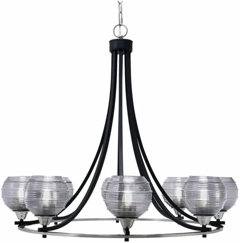 Vista 45 de Toltec Lighting 3408-BN-300 Paramount - Lámpara de araña de 8 luces elevadas, 31 pulgadas de alto y 31.25 pulgadas de ancho, color acabado: níquel