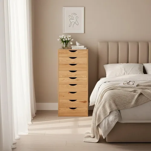 Vista 28 de Naomi Home Cómoda de 5 cajones para dormitorio, alta y elegante, con ruedas y estantes de almacenamiento, pequeña para guardarropa, para maquillaje
