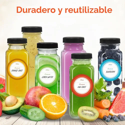 Vista 8 de STARSIDE - Botellas de vidrio para jugo de 8 onzas con tapas, paquete de 12 - Frascos reutilizables cuadrados para exprimir, leche, kombucha